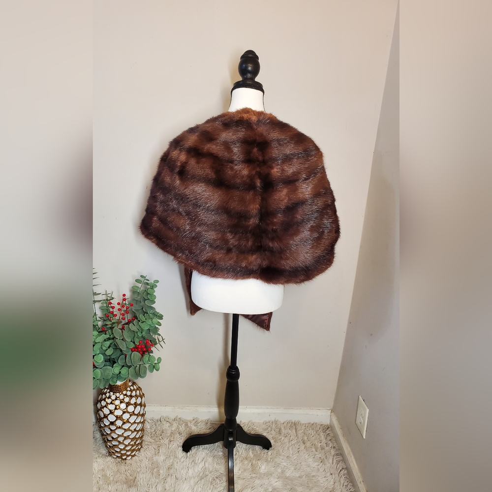 Vintage Original Gimbel Brothers 1930s Genuine Mink Fur Stole Shawl Broun One Sz - Picture 10 of 13
